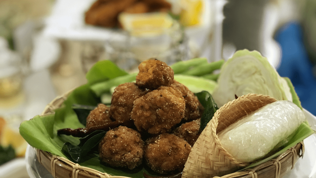 An dish sitting on a table with other dishes