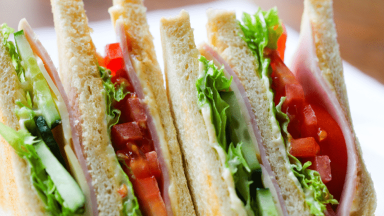 sandwiches are stacked on top of each other