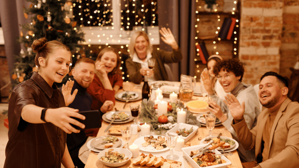 a group of people sitting around a table