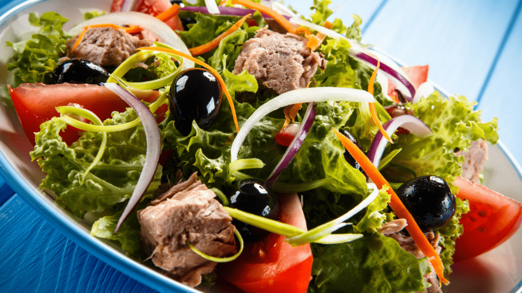 salad and vegetables on a table