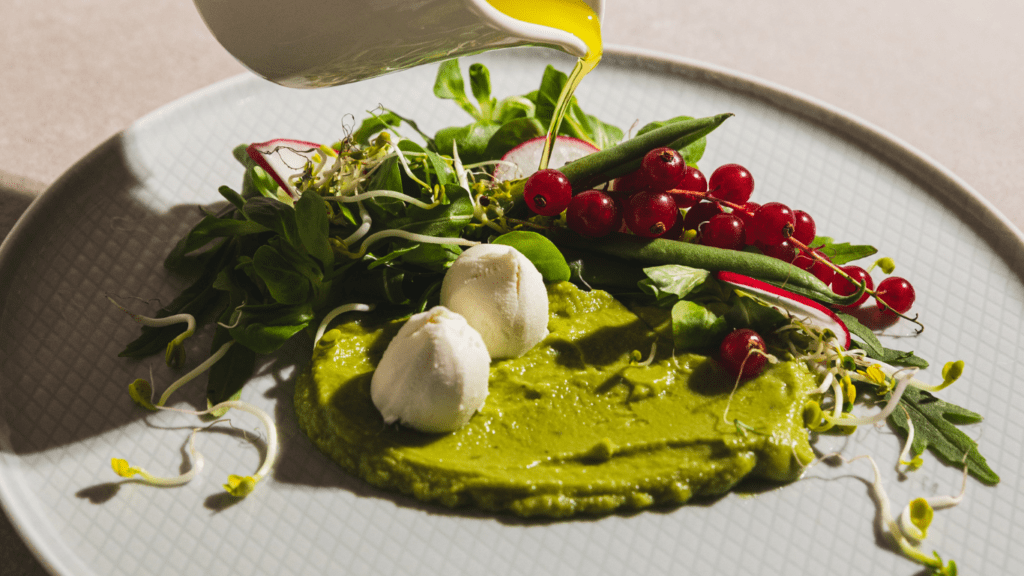 a white plate topped with radishes and daisies